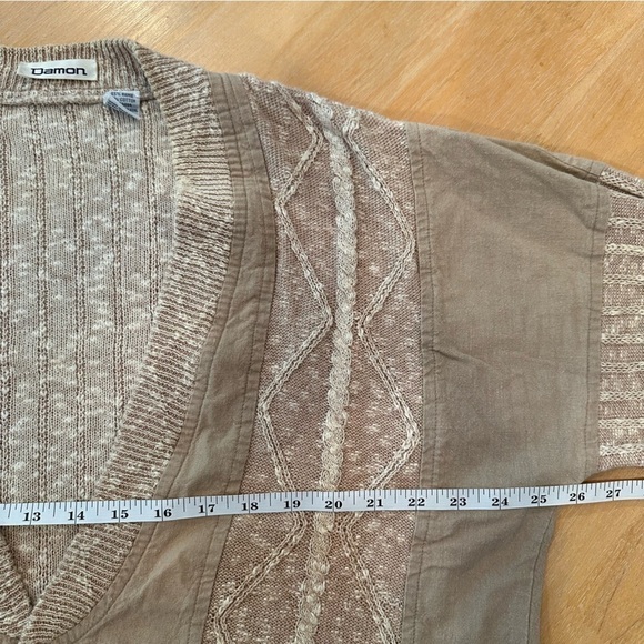 Vintage Damon Cardigan Sweater Mens Sz Medium 50s Camel Beige Knit Kurt Cobain - Picture 14 of 15